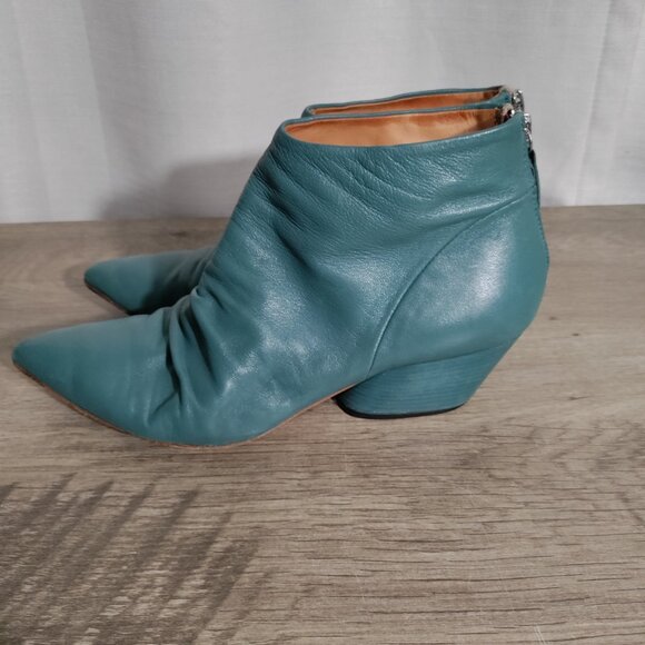 Halmanera Womens Teal Leather  Pointed Toe Ankle Boots Shoes Black Size‎ 39 US 9 - Picture 1 of 10